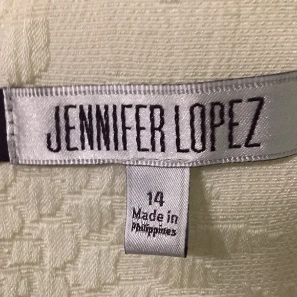 Jennifer Lopez J Lo White Ivory Textured Dress Reptile Belt L XL 14 - Picture 4 of 11